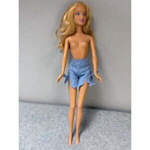 Vintage 1999 Mattel Barbie Doll With Blonde Hair & Distressed Denim Shorts